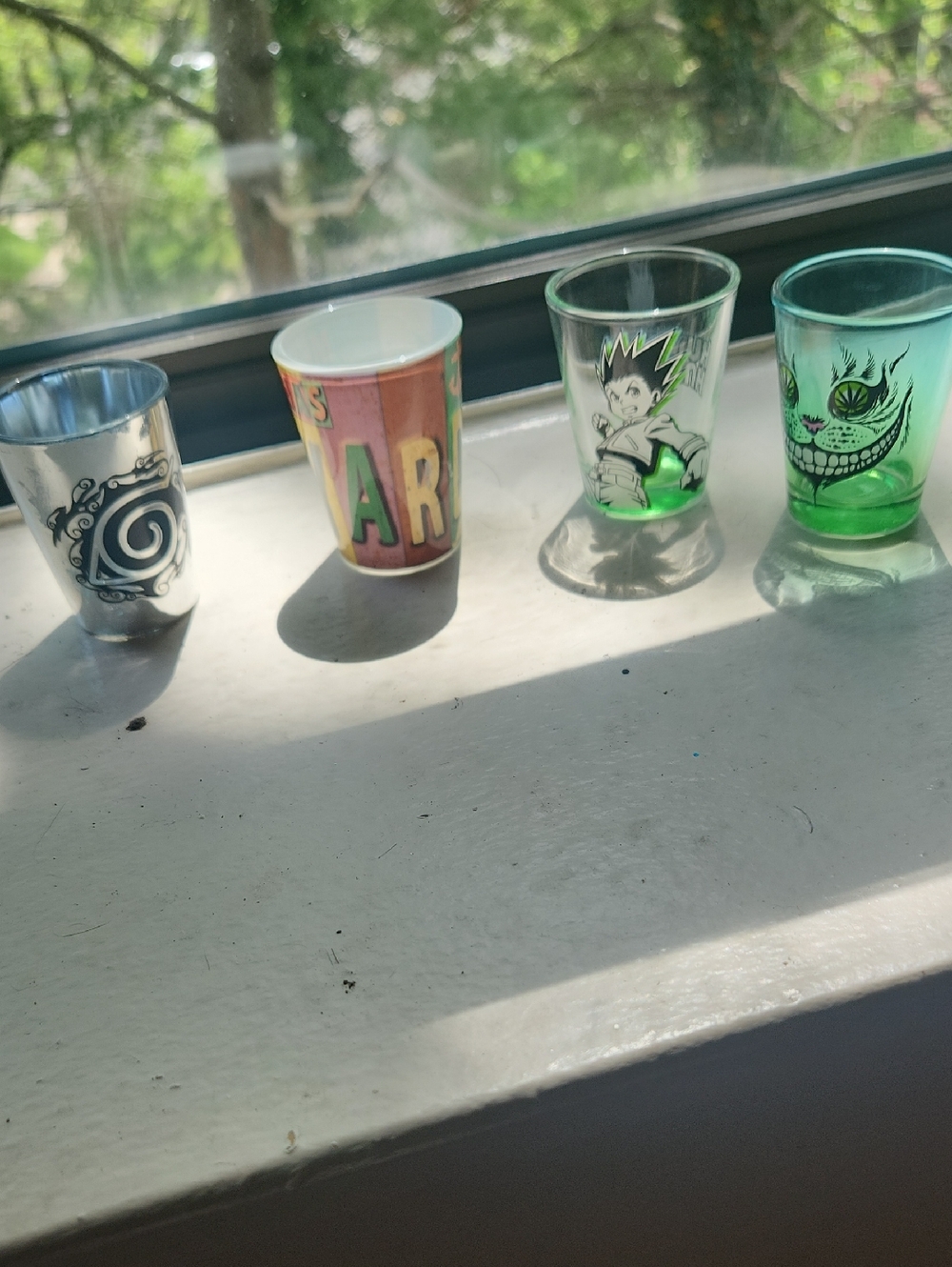 Set of 4 Decorative Shot Glasses - Colorful Graphic Designs